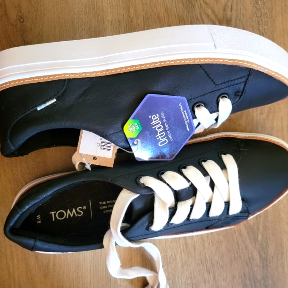 Toms Alex Platform Sneaker, Size 8, Black, NWT